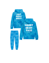 Load image into Gallery viewer, I Eat Pussy Great/ Squirt On My Face Tie Dye Hoodie Jogger Set