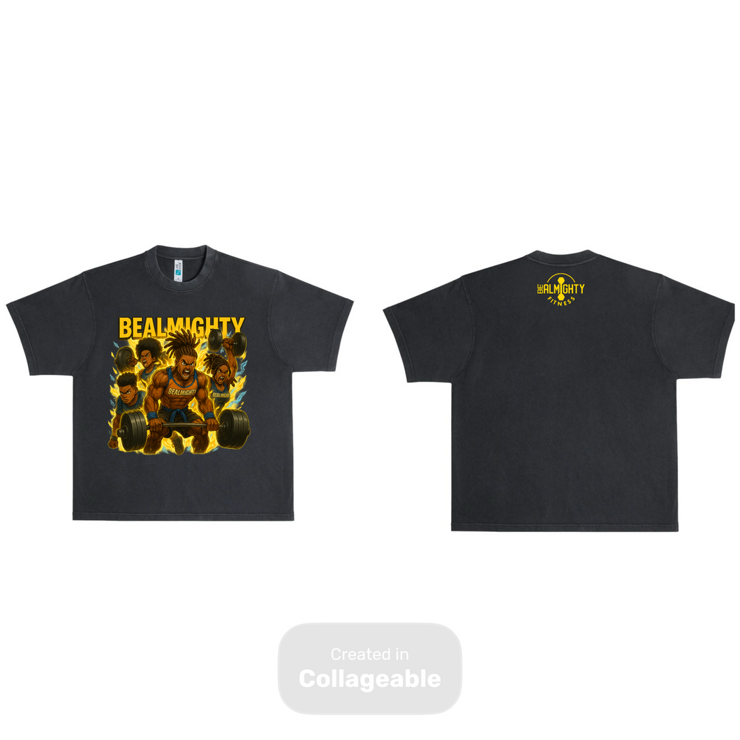 BeAlmighty Black Anime Power Group Heavyweight T Shirt