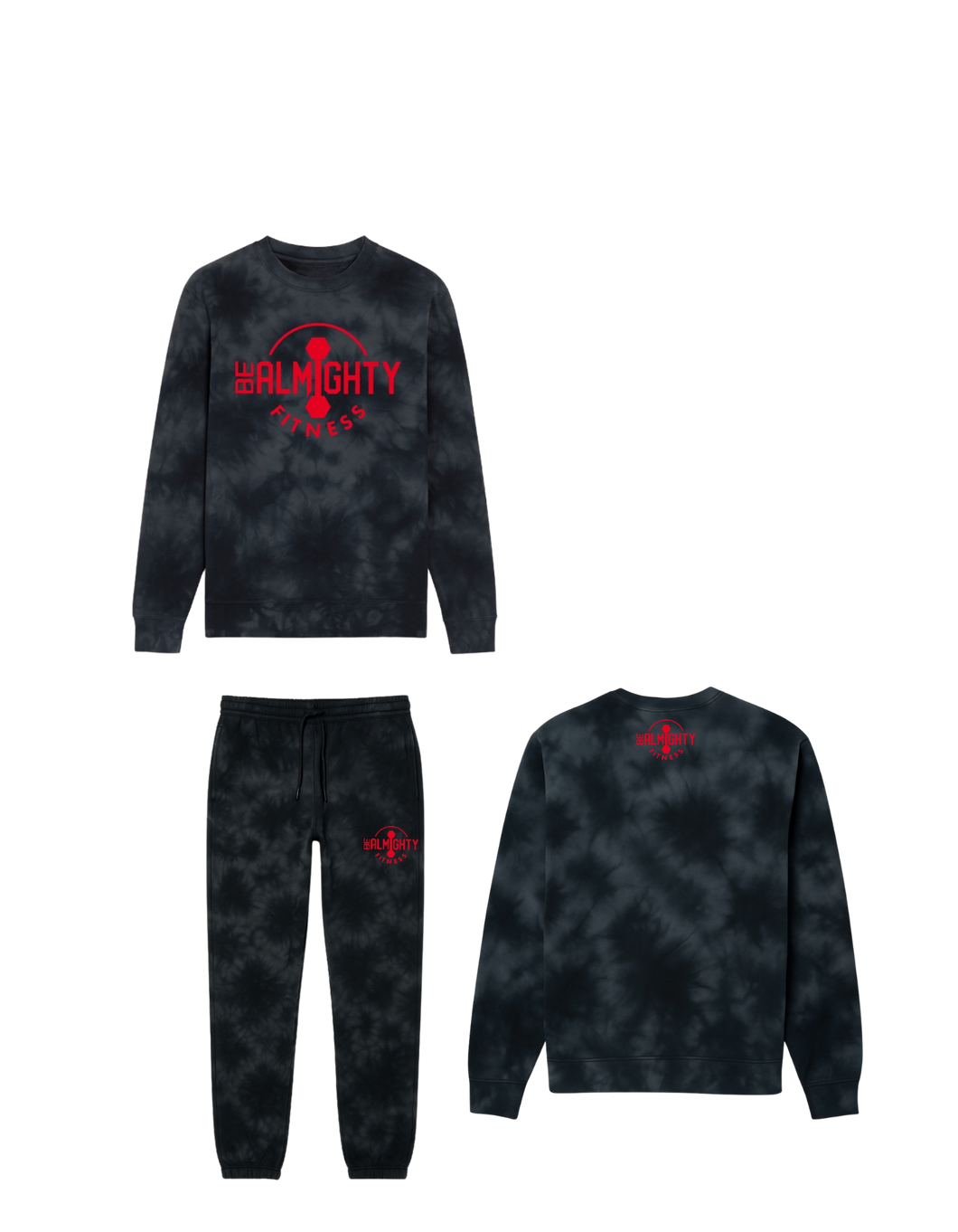 BeAlmighty Big Logo Midweight Tie Dyed Crewneck Sweater Jogger Set