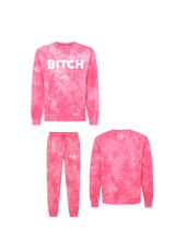 Load image into Gallery viewer, Don’t Be A Bitch All Ya Life Midweight Tie Dyed Crewneck Sweater Jogger Set