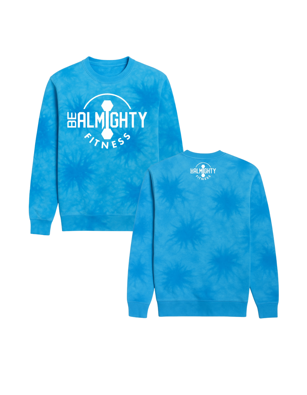 BeAlmighty Big Logo Midweight Tie Dyed Crewneck Sweater