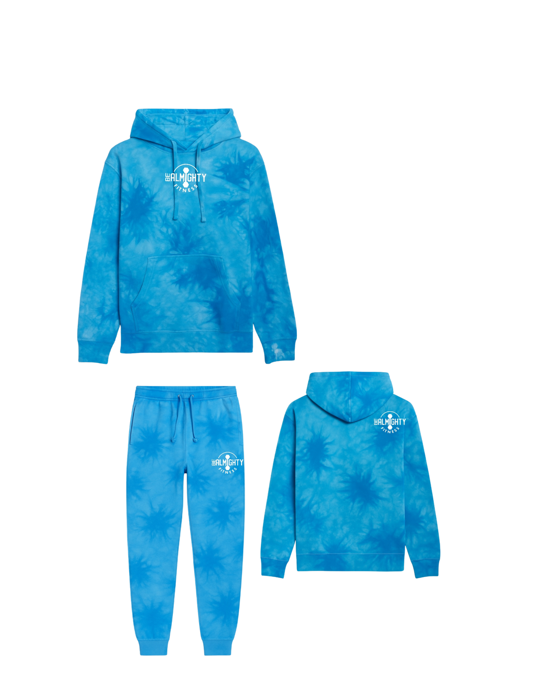 BeAlmighty Small Logo Midweight Tie Dyed Hoodie Jogger Set