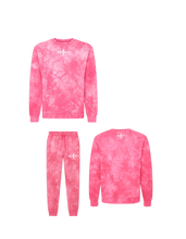 Load image into Gallery viewer, BeAlmighty Small Logo Midweight Tie Dyed Crewneck Sweater Jogger Set