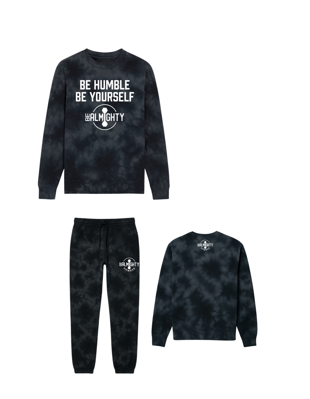 Be Humble Be Yourself Midweight Tie Dyed Crewneck Sweater Jogger Set