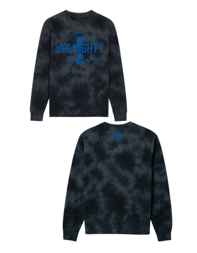 BeAlmighty Big Logo Midweight Tie Dyed Crewneck Sweater