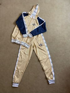 100% Polyester Fleece Beige/Blue Tracksuit