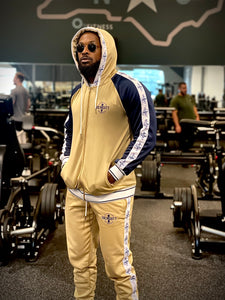 100% Polyester Fleece Beige/Blue Tracksuit